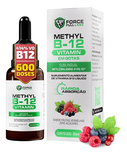 Vitamina B12 Metilcobalamina Sublingual Liquida Em Gotas 414% Vd ...