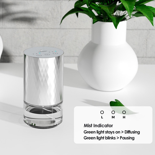 Difusor Portátil De Aceites Esenciales Sin Agua 3h Iluminado Plata Brillante
