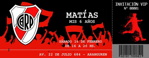 Tarjetas De Invitación Estilo Ticket Boca River Imprimibles