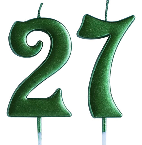 Vela Verde Del Cumpleaños 27, Número 27 Años De Edad Velas D