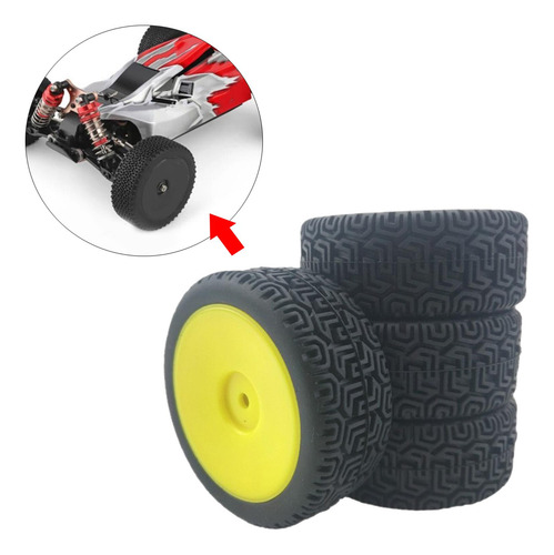 4x Rc Neumáticos De Goma Conjunto Para Amarillo Amarillo