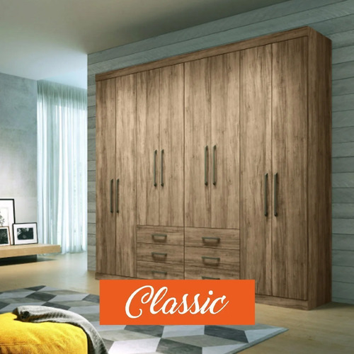 Imagen 2 de 6 de Ropero Placard 8 Puertas 6 Cajones Dormitorio Master 152444