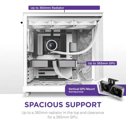 Nzxt H6 Flow | Cc-h61fw-01 | Compact Dual-chamber Mid-tow...