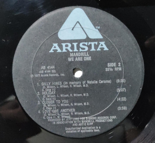 Mandrill We Are One Lp Black Music 70's Con Cancionero (Usado)