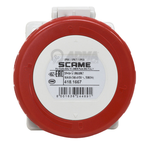 Toma Embutir Industrial Scame Optima 16a 3p+t Ip67 Rojo