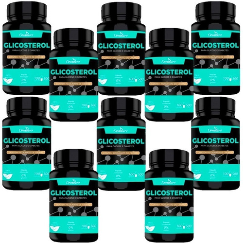 Kit 10x Glicosterol 500mg 60cáps Denature - Controle Glicose