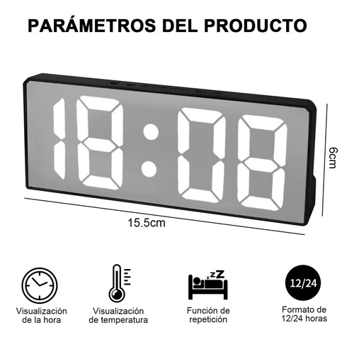 Reloj Despertador Digital Con Luminosidad Regulable Y Snooze