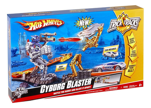 Hot Wheels Pista Cyborg Blaster Mundo Magico Color Azul