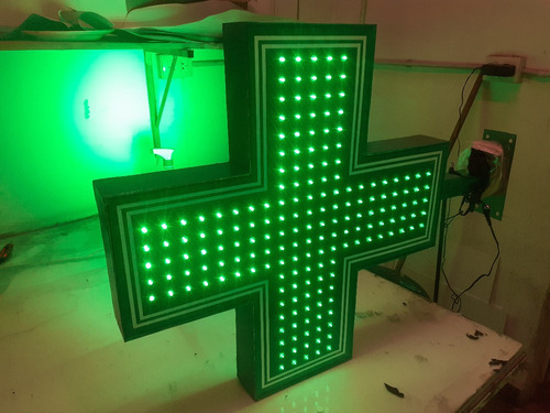 Cartel Cruz Led Farmacia 60x60cm Doblefaz- Luminosos- Led