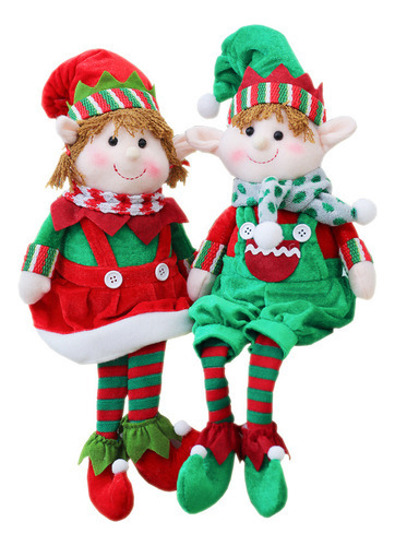 Muñecos Elfos Navideños De Tela De 2 Piezas Con Patas Largas