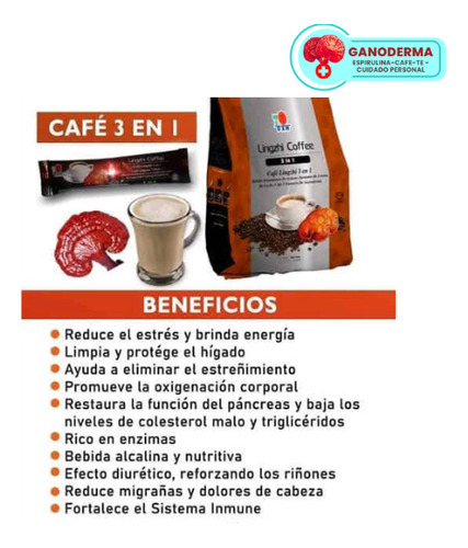 Café 3 En 1 Con Ganoderma Dxn - Bolsa Completa De 20 Sobres
