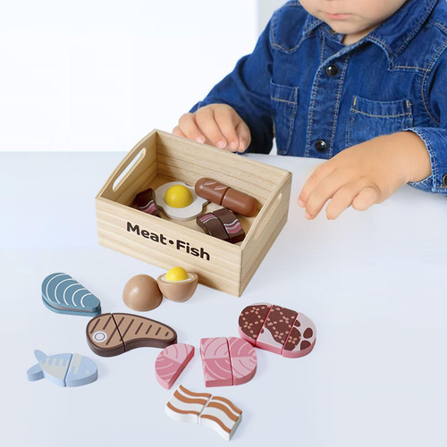 Juego De Alimentos De Madera Para Niños, Juego De Comida De