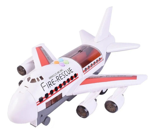 Avión De Bomberos C/porta Autos De Rescate - Luz Y Sonidos