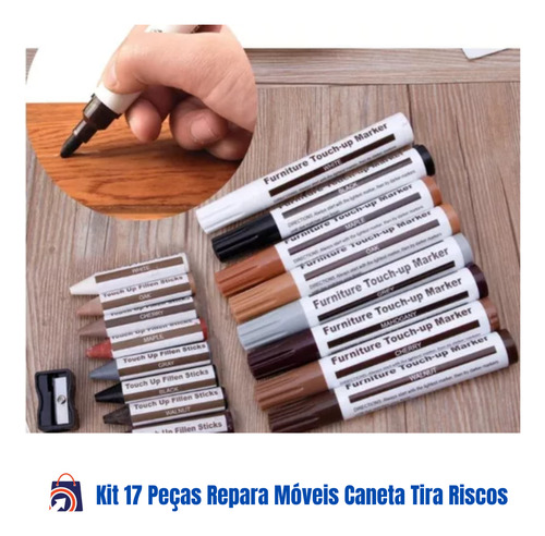 Kit 17 Peças Repara Móveis Caneta Tira Risco C Preenchimento