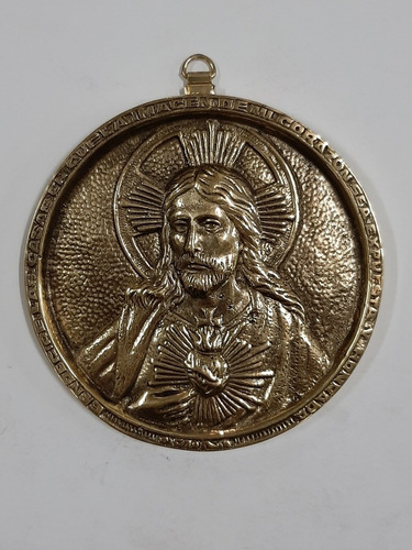 Plaqueta Del Sagrado Corazón De Jesús  - Bronce - 12 Cm 