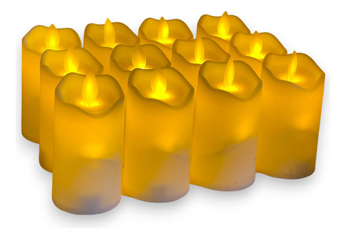 Velas Luz Led De Plastico Caja Con 12 Piezas Med 8cm X 5cm