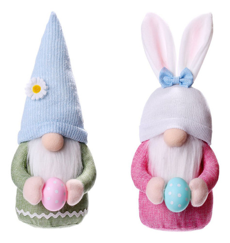 Z Conejo De Pascua Huevo Sombrero Largo Adorno Duende 2pcs