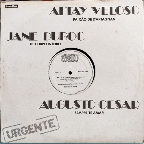 Altay Veloso Jane Duboc Augusto Cesar Lp 1989 Single 4906