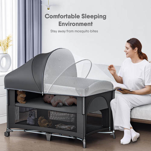 Cuna Para Bebé Obee Odee 4 En 1 Con Colchón Y Mosquitera