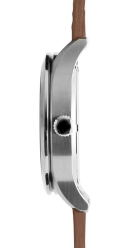 Reloj Hombre Walla - Timekeeper - Steel Classic - Seiko Malla Marrón Bisel Plateado Fondo Negro
