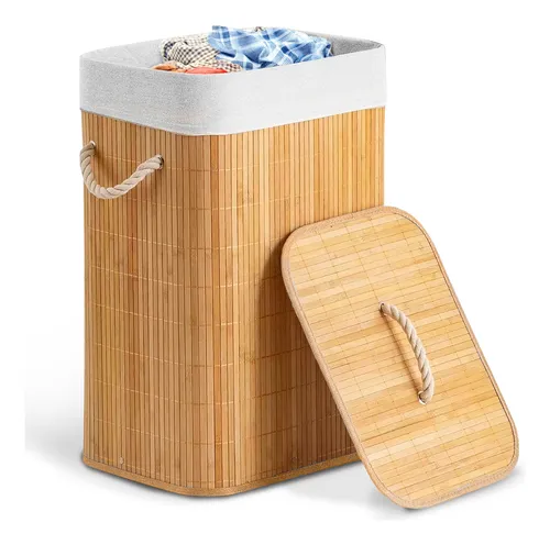 comprar Cesto Bambu Jolitex retangular com tampa bege