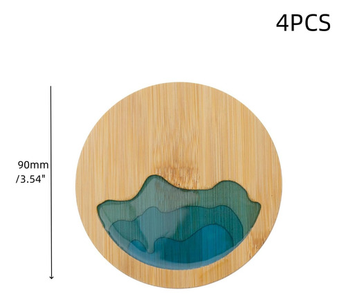 Wdonay Set Of 4 Redondos De Resina De Madera De Madera Propi