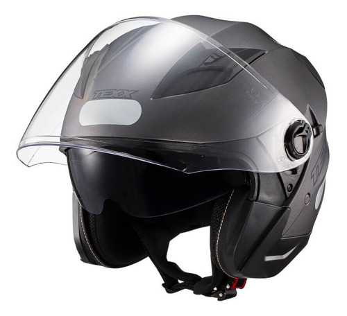 Capacete Aberto Com Viseira Dupla Texx Ugello Motociclista Cor Chumbo Tamanho do capacete 62