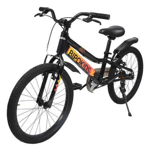 Bicicleta urbana Bipokids City pro rider R20 50cm frenos v-brakes color negro/rojo/naranja con pie de apoyo  