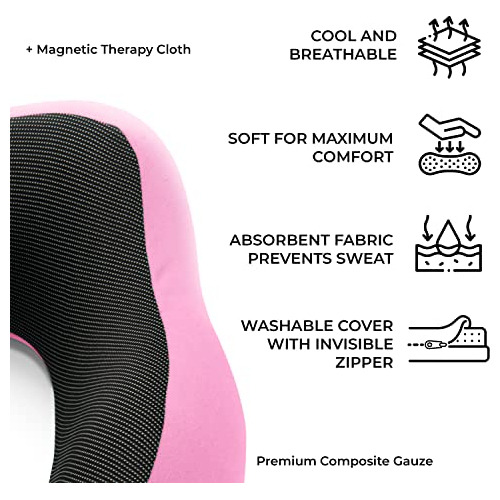 Pink 100% Memory Foam Travel Pillow, Airplane Pillow Wi...