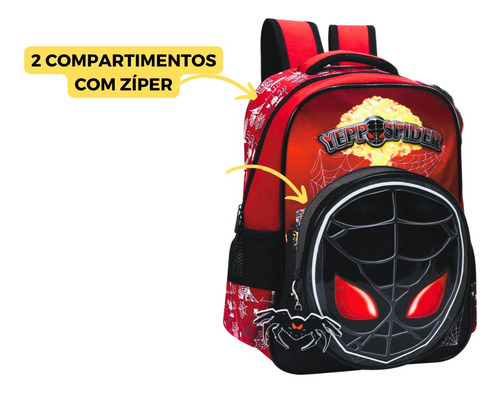 Mochila Costas Super Spider Escolar Aranha Cor Vermelho