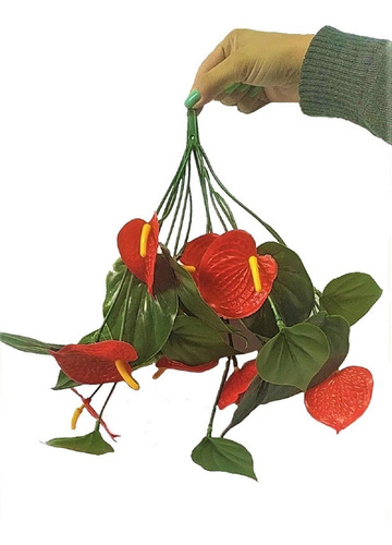 Pendente Mini Antúrio C/ Folhas Arranjo Flor Planta | MercadoLivre