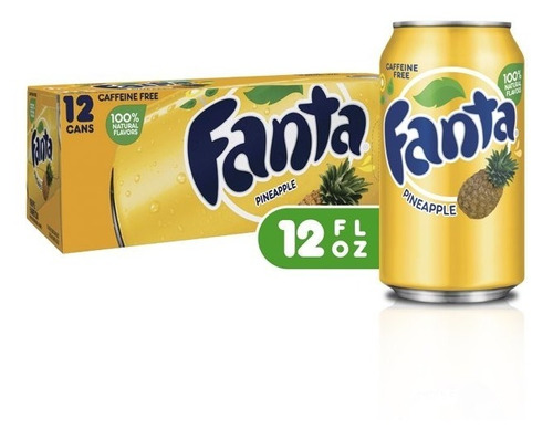 Refresco Fanta Piña Sin Cafeina 12 Pack 355ml Importado