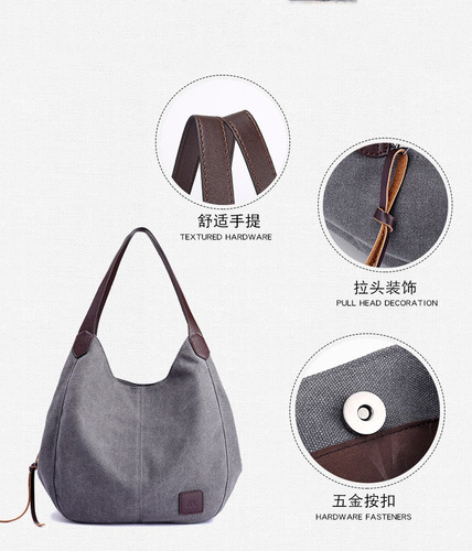 Bolso Tote De Lona For Mujer Bolso De Trabajo Con Cremallera