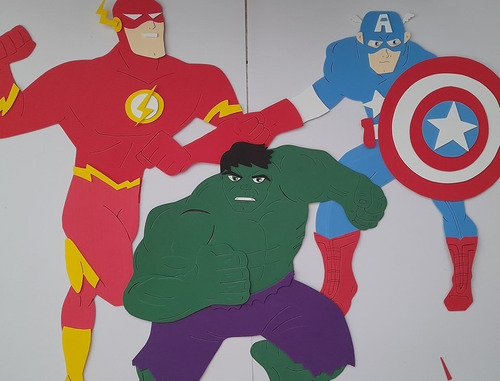 Cartel Atras Torta Flash Goma Eva Super Heroes Goma Eva