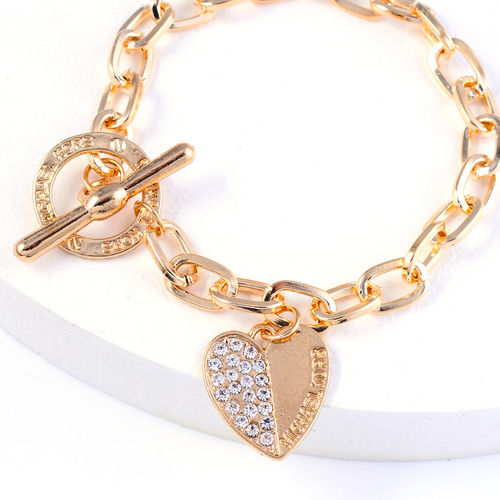 Brazalete De Diamante En Forma De Corazón Con Hebilla En T D