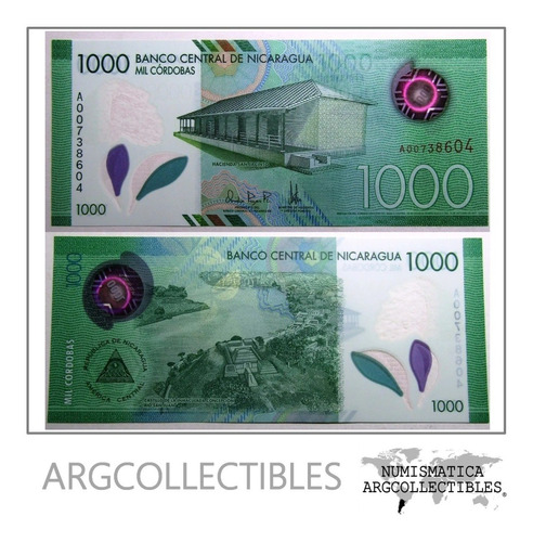 Nicaragua Billete 1000 Cordobas 2017 Pick New Polimero Unc