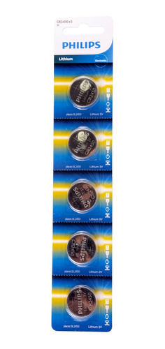Imagem 1 de 4 de 05 Pilhas Philips Cr2450 3v Bateria Original - 01 Cartela