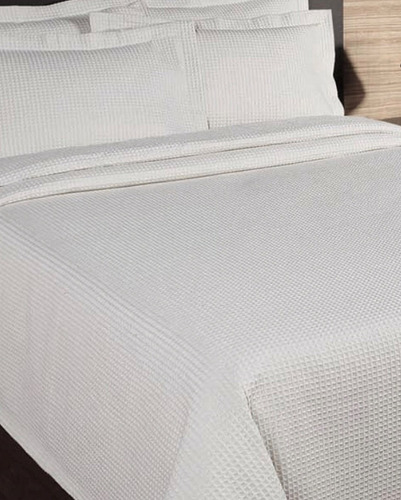 Cubre Cama Waffle 2 Plazas Algodón Y Polyester Color Blanco