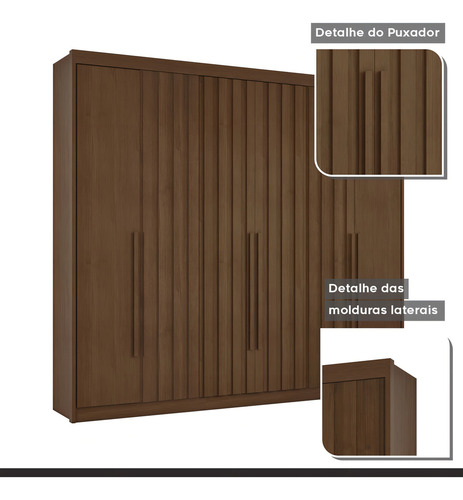 Guarda Roupa 6 Portas Com 4 Portas Ripadas 8 Gavetas Fdwt