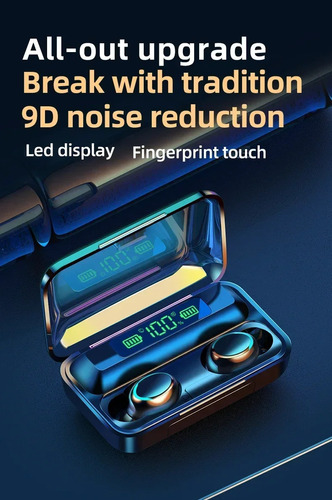 Audífonos In-ear Gamer Bluetooth F9-5 Negro Con Luz 