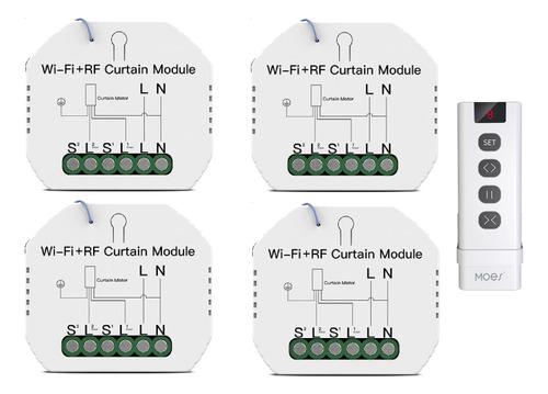 Kit 4 Interruptor Cortina Wifi Alexa Google Home + Controle