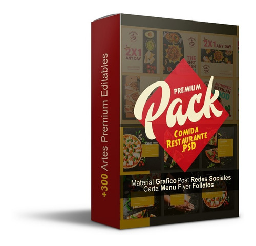 Pack Artes Editables Premium Comida Restaurante Psd +300