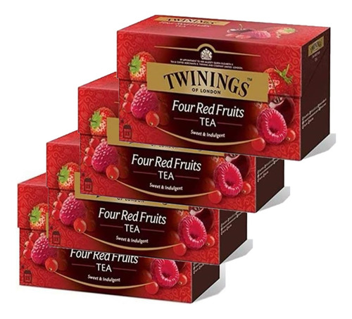 4 Cajas Té Twinings 4 Frutos Rojos Gourmet 100 Sobres
