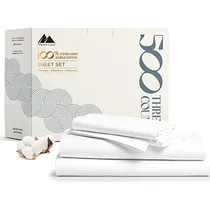 Comprar Juego De Sábanas Dobles Blancas De 100% Algodón De 500 Hilos