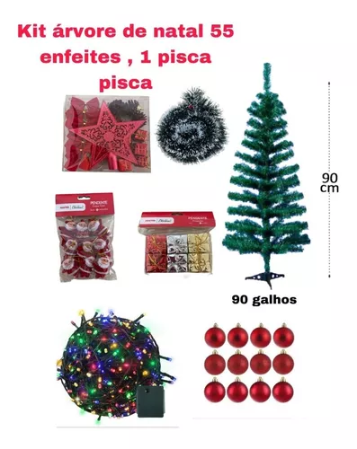 Kit - Arvore De Natal, Enfeites E Pisca Pisca De 10 Metros