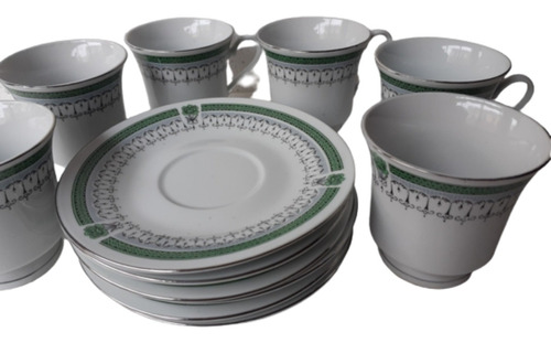 Set De 6 Tazas Y 6 Platillos  Para Té De Porcelana China 