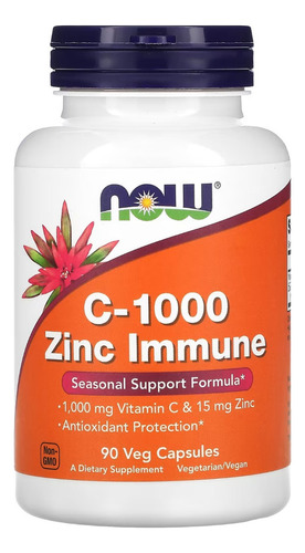 C 1000 Zinc Immune Now Foods Zinco Vitamina C 1000mg 90 Cáps
