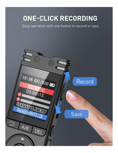 Gravador De Voz Digital De 64 Gb Com Reprodução De Voz Ativa