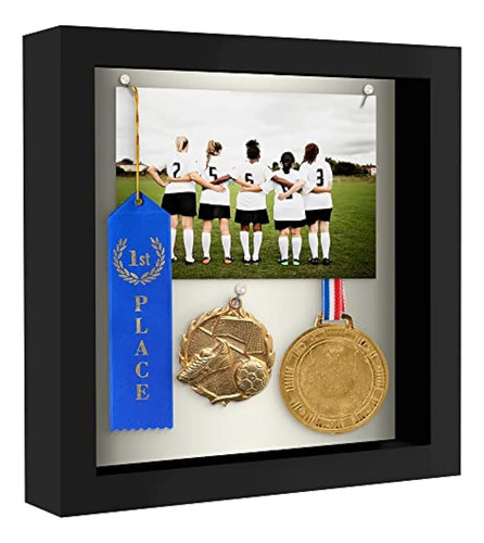 Americanflat 8x8 Shadow Box Frame En Negro Con Fondo De Lino