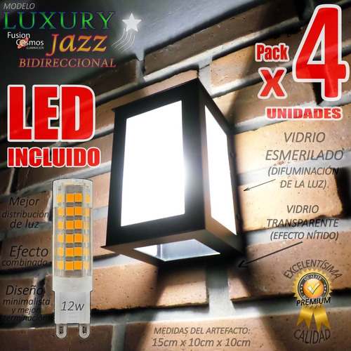 Farol Iluminacion Exterior C Potente Lampara Led 12w Pack X4